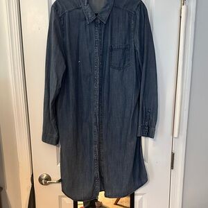 Eileen Fisher Blue Denim shirt dress large euc